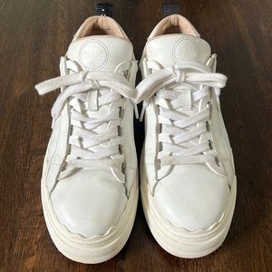 Chloé Leather Scalloped Accent Sneakers *free shipping!!!